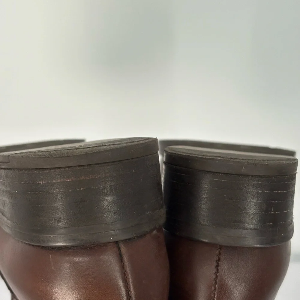 🐈‍⬛ Gillio Brown leather riding boots with elastic panels Boots